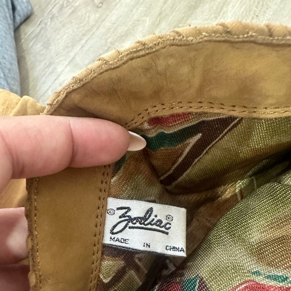 Vintage Zodiac Tan Leather Harness Cowboy Boots Size 7.5 Boho Western - Picture 4 of 5